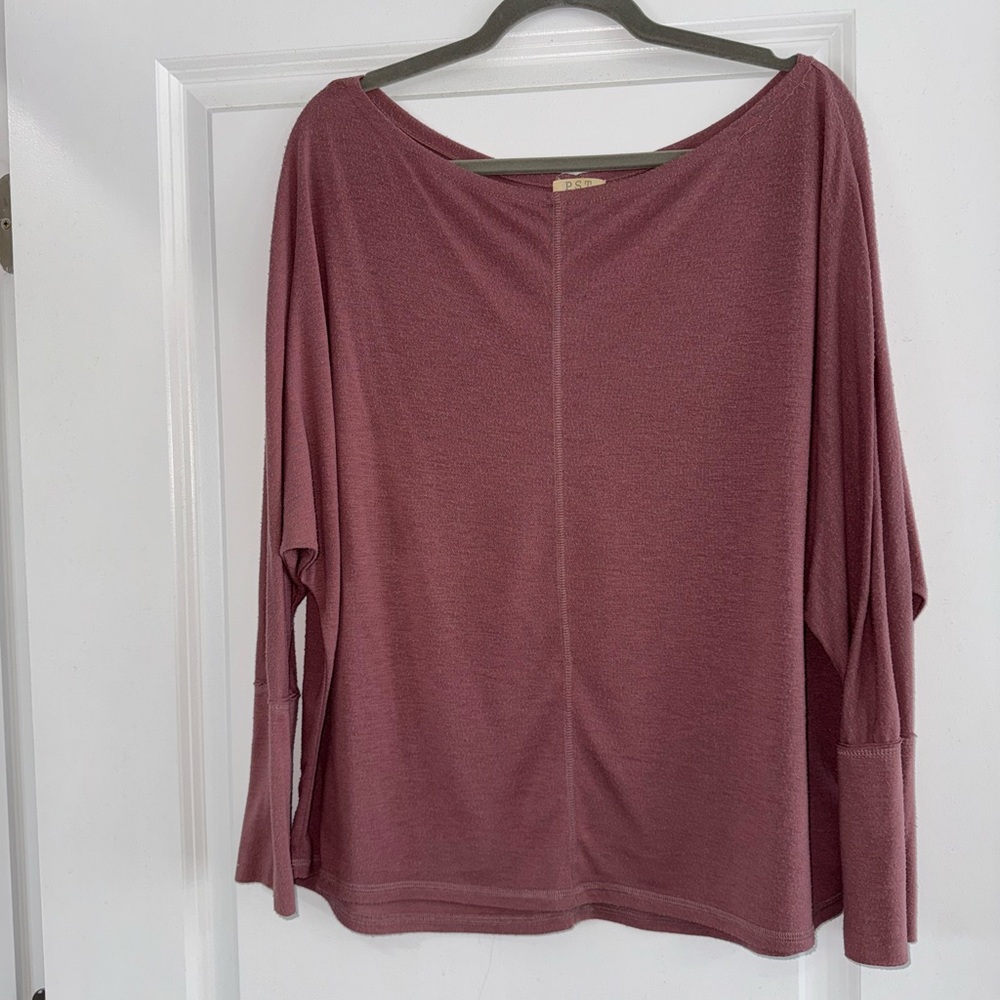 Women's Wide Neck Mauve Top